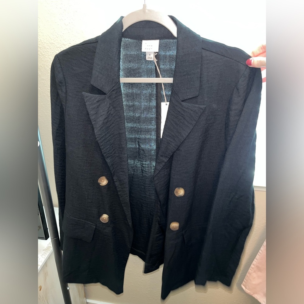 Target A New Day Linen Black Double Breasted Blazer size medium
